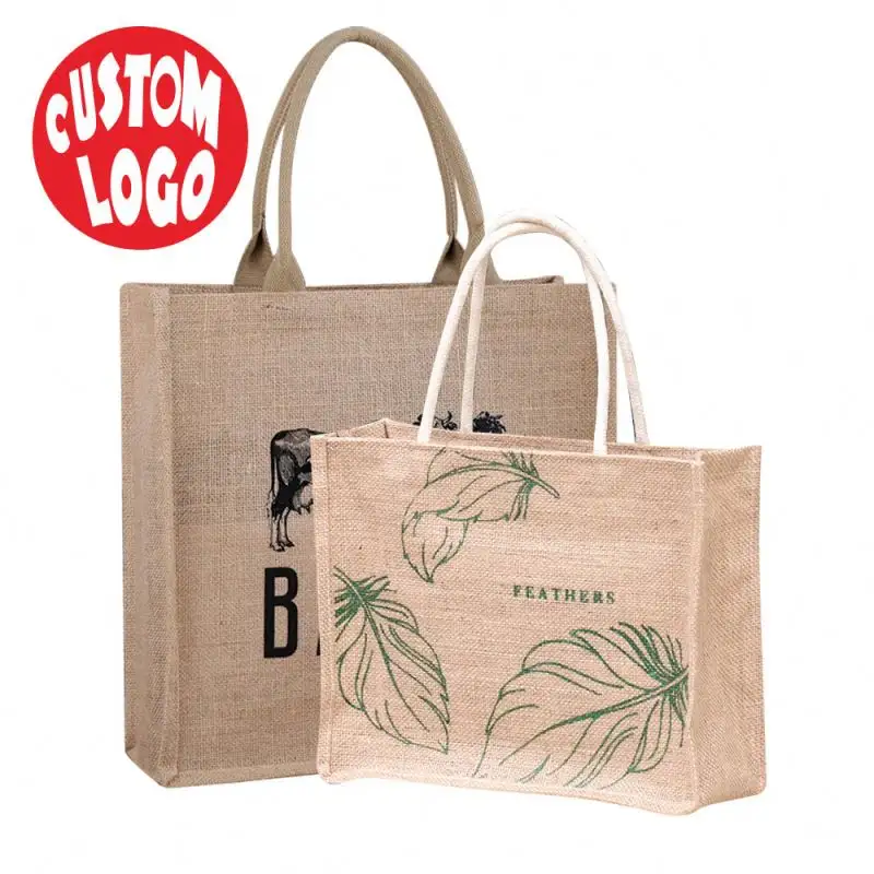 Bolsa de juta natural do oem, sacola de juta para café personalizada