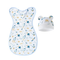 NUEVO Saco de Dormir de Algodón para Bebé y Gorro de Bebé, Manta Envolvente Unisex para Recién Nacido, Saco de Dormir Antipatadas, Usable en Todas las Estaciones