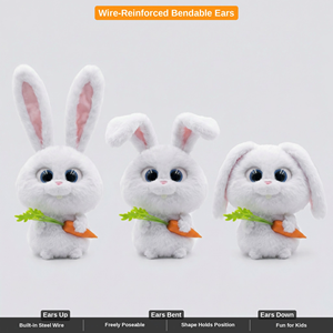 Conejo de Peluche Ultra Suave Snowball, Juguete de Peluche de 30 cm y 0.2 kg, Orejas Flexibles con Alambre, Muñeco de Algodón PP Suave para Niños, Regalo - Product Image 3