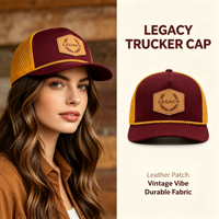 Casquette de golf perforée à 5 panneaux en polyester bicolore avec logo personnalisé premium, patch en cuir et trous découpés au laser