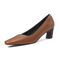 Nouvelles Escarpins Femme en Cuir Véritable de Haute Qualité Automne 2026, Bout Carré, Élégantes pour Soirée, Bureau, Talon Haut, Bouche Peu Profonde, Taille 40