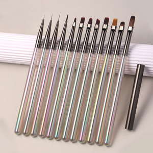 Sparkle Clear Acrylic Handle Nail Brush French Graphic Liner 3D <b>Builder</b> Gel Edge Painting Brush for Nails - Product Image 1