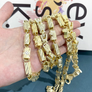 JXX lujo hombres de latón <span class=keywords><strong>cobre</strong></span> 14K <span class=keywords><strong>chapado</strong></span> <span class=keywords><strong>en</strong></span> <span class=keywords><strong>oro</strong></span> collar cadena estilo religioso boda compromiso zircón para aniversario - Product Image 1