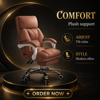 Chaise de patron en cuir confortable avec cadre en métal inclinable à emballage solide mobilier de bureau au design contemporain pour ordinateur
