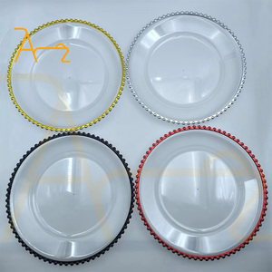 Placa de cargador de acrílico con borde de plata y oro redondo, vajilla, cargador al por mayor, placas de plástico transparente, superventas para boda - Product Image 5