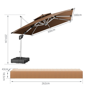 Parasol de jardin moderne commercial pour hôtel, protection UV 3m, éclairage solaire LED, imperméable, pour parc - Product Image 2