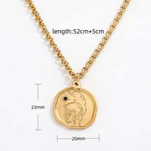 廉价批发高端不锈钢希腊女神氧化锆吊坠项链18k镀金饰品 - Product Image 6