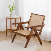 Fauteuil en bois massif de haute qualité, design en rotin, fauteuil de salon, fauteuil de café, fauteuil de salon