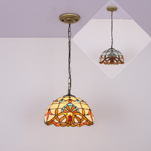 Lustre à tête unique de style européen pour salon, salle à manger, style baroque, vitrail artistique pour comptoir, table à manger, alimentation CA - Product Image 2