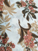 Tissu en microfibre imprimé floral corail personnalisé avec motif de feuilles brunes pour ensembles de literie, housses de couette, 100% polyester, textiles de maison