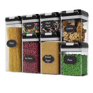 Contenedores de cereales de vidrio sin BPA de 7 piezas con tapas de bloqueo Frascos herméticos de almacenamiento de alimentos para organización de despensa de cocina - Product Image 1