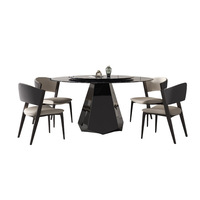 Ensemble table et chaises en marbre Salon moderne et minimaliste Table à manger ronde pour petit appartement avec plateau tournant