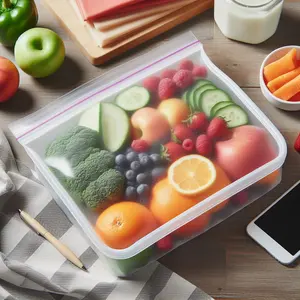 Op Maat Gemaakte Voedselopslag Peva Containers Opstaan Verse Zakken Rits Siliconen Herbruikbaar Lunch Fruit Lekvrij