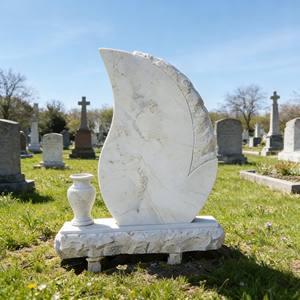 Monuments funéraires en granit blanc, pierres tombales polies, qualité export, marbre européen moderne pour cimetière - Product Image 1