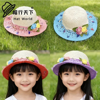 Gorro de Protección Solar para Niñas, Elegante, con Decoración de Encaje Floral, de Poliéster/Algodón, Transpirable, para Playa, Aire Libre y Fiestas