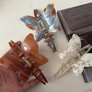 Pinza de Pelo Francesa Retro, Diseño Simple de Acetato de Alta Calidad, Estilo Europeo Americano, Pinza de Pelo con Forma de Mariposa - Product Image 3