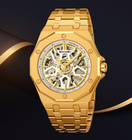 Montre squelette de luxe pour homme SKMEI M036, acier inoxydable, automatique, étanche, logo personnalisable, mouvement squelette SKMEI M036