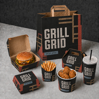 Sac en papier personnalisé pour emporter, pour poulet frit, burger, poisson et frites, emballage alimentaire pour les en-cas de rue, pour la restauration rapide