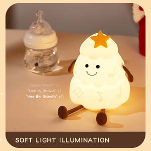 Pequeña Lámpara Nocturna de Silicona con Forma de Árbol de Navidad para Niños, Lámpara LED Recargable por USB, Lámpara de Noche Suave al Tacto, Regulable, Regalo Navideño para Dormitorio - Product Image 3