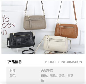 Sac Ando pour femme en cuir de vachette gaufré crocodile, sac bandoulière avec sangle réglable et poches zippées - Product Image 2