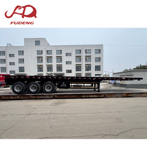 Semi-remorque à plateau plat en acier noir à 3 essieux Fudeng personnalisable, suspension mécanique, charge utile maximale <span class=keywords><strong>de</strong></span> 60 tonnes pour le <span class=keywords><strong>transport</strong></span> - Product Image 4