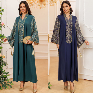 Ab438 Moyen-Orient Plus Size Vêtements pour femmes Robe Dubaï Robe Broderie Couture Gland Musulman Longue - Product Image 1
