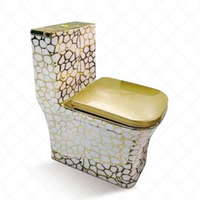 WC monobloc de luxe en céramique moderne à fixation au sol, design ligne dorée, pour salle de bain, vente en gros, articles sanitaires