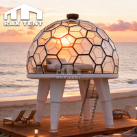 RAXTENT Dôme Duplex en Verre de 4M Maison de Glamping Hôtel Pods avec Plateforme de Support à 4 Pieds