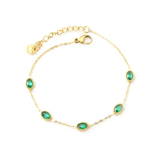 Pulsera de Acero Inoxidable con Circonita Verde, Joyería de Moda para Mujer, Chapada en Oro de 18K, Regalo Elegante - Product Image 1