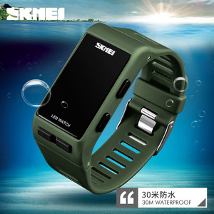 Skmei Digital Watch Led Display Kids Sports Waterproof 10m Black Red Blue Military Green Child Watch For Outdoor Use - Product Image 5