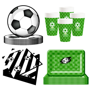 DAMAI - Platos, Vasos y Servilletas Desechables de Papel con Diseño de Fútbol Verde para Fiestas Deportivas, Suministros para Fiestas de Cumpleaños - Product Image 1