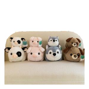 Carino rotolo rotondo serie bambola peluche orso maiale Husky cane peluche lupo morbido animale di peluche Kawaii bambino bambola cuscino per la casa - Product Image 1