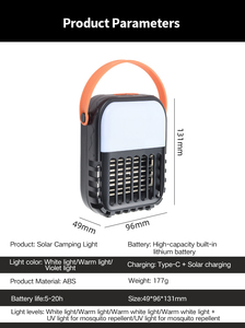 Lámpara LED Portátil Recargable para Exteriores con Luz UV, Gancho para Colgar, Impermeable, para Camping, Senderismo y <span class=keywords><strong>Antimosquitos</strong></span> - Product Image 6