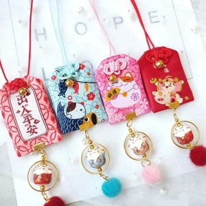 Omamori Kawaii Maneki Neko <span class=keywords><strong>chat</strong></span> chanceux amulette japonaise belle voiture cintre charme <span class=keywords><strong>pompon</strong></span> <span class=keywords><strong>porte</strong></span>-clés - Product Image 1