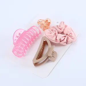 Wholesale Hair Accessories Gift Set Trendy Colors Hair Claw Clip Hair Bands Scrunchie Clip Claw Gift Set For Women Thick