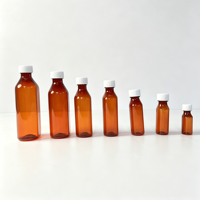 Bouteille en plastique PET ambré avec échelle graduée, vide, pour sirop contre la toux, médicament liquide oral, plusieurs tailles disponibles