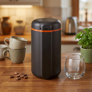 Molinillo <span class=keywords><strong>de</strong></span> <span class=keywords><strong>Café</strong></span> Eléctrico Home <span class=keywords><strong>Barista</strong></span> <span class=keywords><strong>de</strong></span> 70 g <span class=keywords><strong>de</strong></span> Capacidad, Negro y Naranja, Elegante Molinillo <span class=keywords><strong>de</strong></span> Especias <span class=keywords><strong>con</strong></span> Protección <span class=keywords><strong>de</strong></span> Seguridad y Cámara <span class=keywords><strong>de</strong></span> Molienda Desmontable - Product Image 1