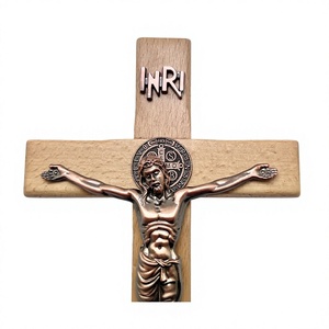 Crucifijo cruz de madera Jesús colgando religioso inspirador INRI - Product Image 5