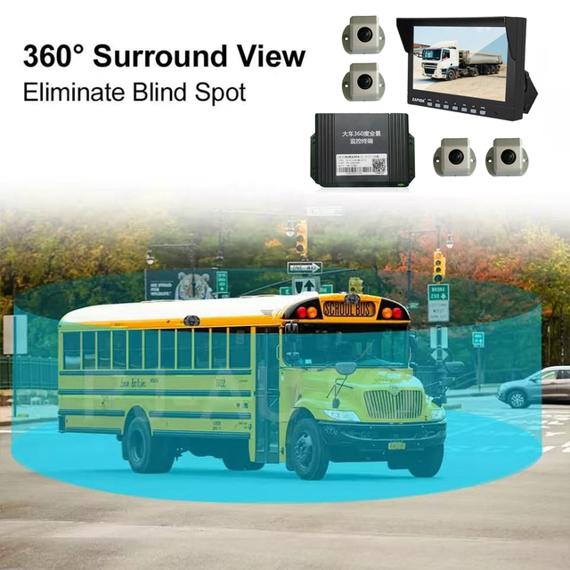 AI 3D 360 Surround View Pickup Truck Camera System Full  1080P Car BSD Monitor Blind Spot Vehicle Pedestrian Detection for Buses