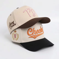 Casquette de baseball en coton de haute qualité personnalisée à 5 panneaux avec logo brodé en 3D, casquettes de baseball bicolores