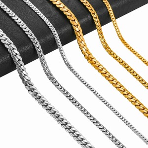 Collana Lunga a Catena Cubana in Acciaio Inossidabile Goffrato 3mm/4.5mm/6mm, Stile Retrò Robusto, per Uomo e Donna, Colore Argento/Oro - Product Image 1