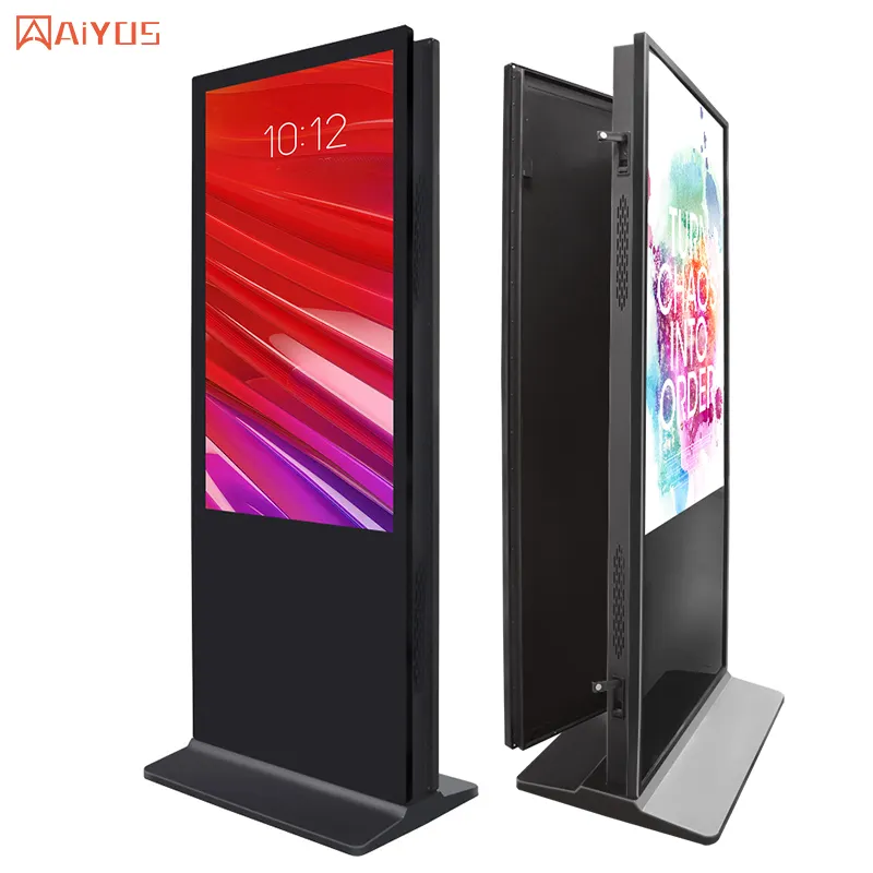 43 49 55 Inch Floor Standing LCD Double Sided Touch Screen Totem Display Indoor Double Sided Digital Signage Kiosk