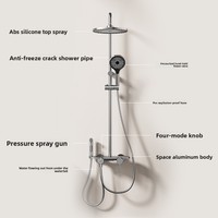 Douche murale circulaire multifonctionnelle en alliage d'aluminium, design moderne et minimaliste, avec contrôle de la température et jet pluie haute pression