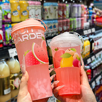 Gobelet en plastique jetable personnalisé avec logo, 500 ml, qualité alimentaire, 90 mm, gobelet en PP givré, gobelet à bulles, gobelet rayé avec couvercle en dôme, anti-fuite