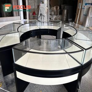Luxury Wooden Jewelry Counter Glass Display <b>Cabinet</b> LED Light High End Jewelry Display Rack - Product Image 1