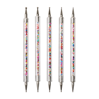 Stylo à diamant professionnel JiaSi double face avec manche en acrylique et pointe en acier inoxydable JS-HB003 pour nail art - Échantillon gratuit