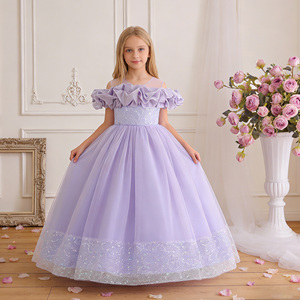 Vestido de Verano para Niñas, de Satén y <span class=keywords><strong>Gasa</strong></span> con Malla Abullonada y Lentejuelas, Formal, Dulce, Hasta la Rodilla, para Fiestas Infantiles - Product Image 1