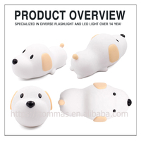 Minuterie à intensité variable en caoutchouc de silicone Animal Cartoon Petit bébé à côté de LED Veilleuse pour chien en silicone pour enfants Support Logo personnalisé