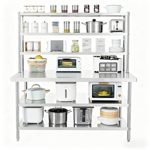 Station de travail en acier inoxydable pour cuisines, supermarchés, épiceries avec étagère supérieure, fabrication de cuisine commerciale - Product Image 6