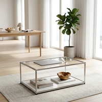 Table basse moderne modulaire écologique avec structure en acier inoxydable, autoportante et multifonctionnelle pour salon